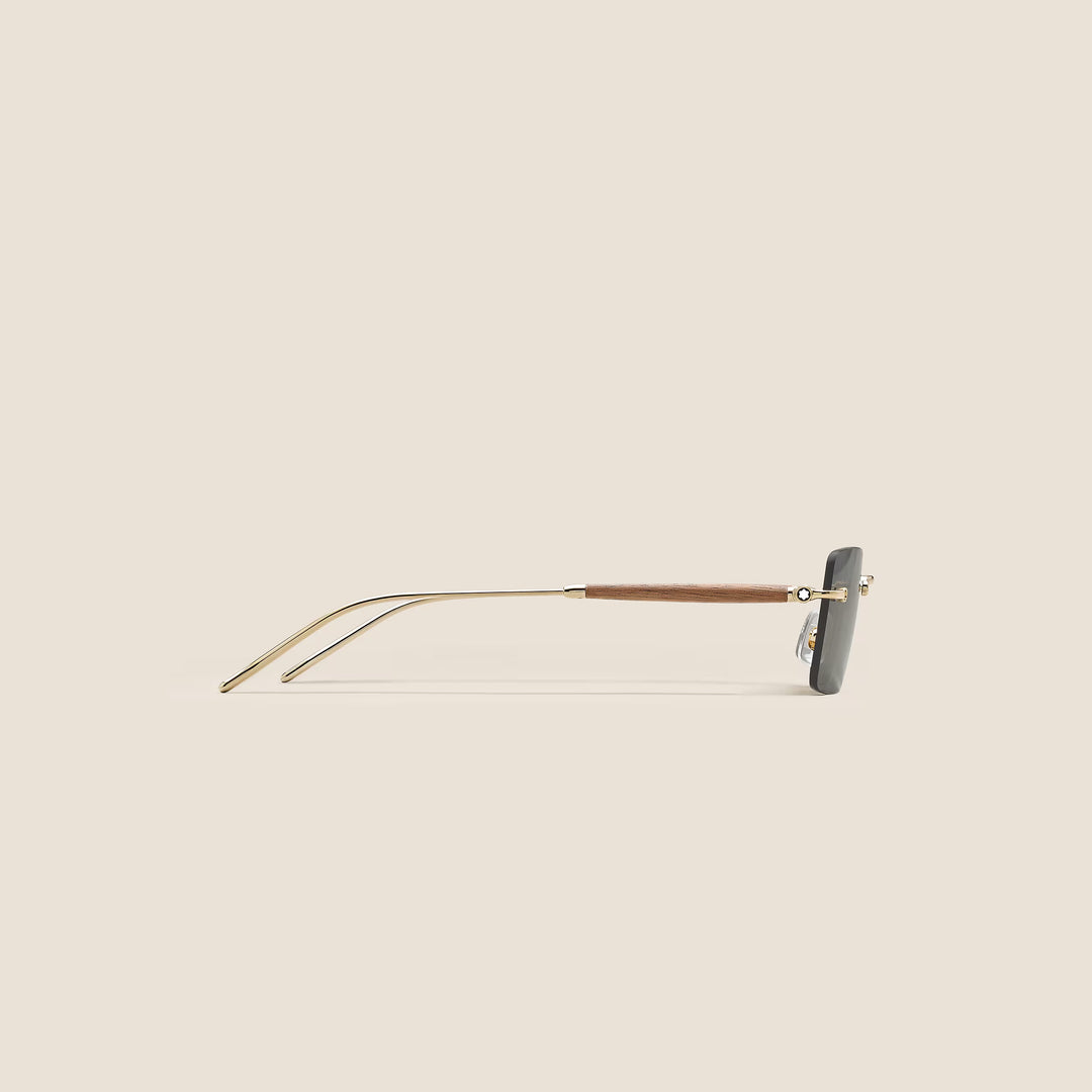 Lunettes de soleil carrées à monture métallique dorée