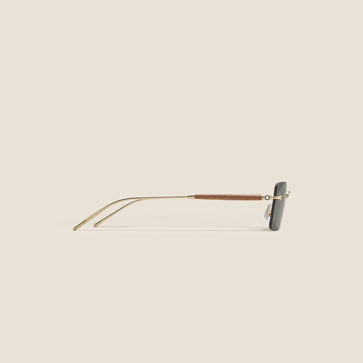 Lunettes de soleil carrées à monture métallique dorée