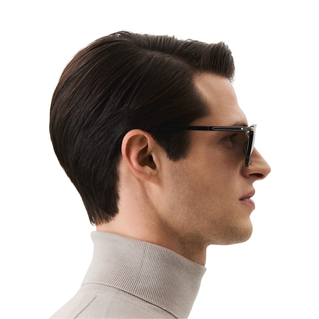 Lunettes de Soleil Rectangulaires avec Monture en Acétate Noire