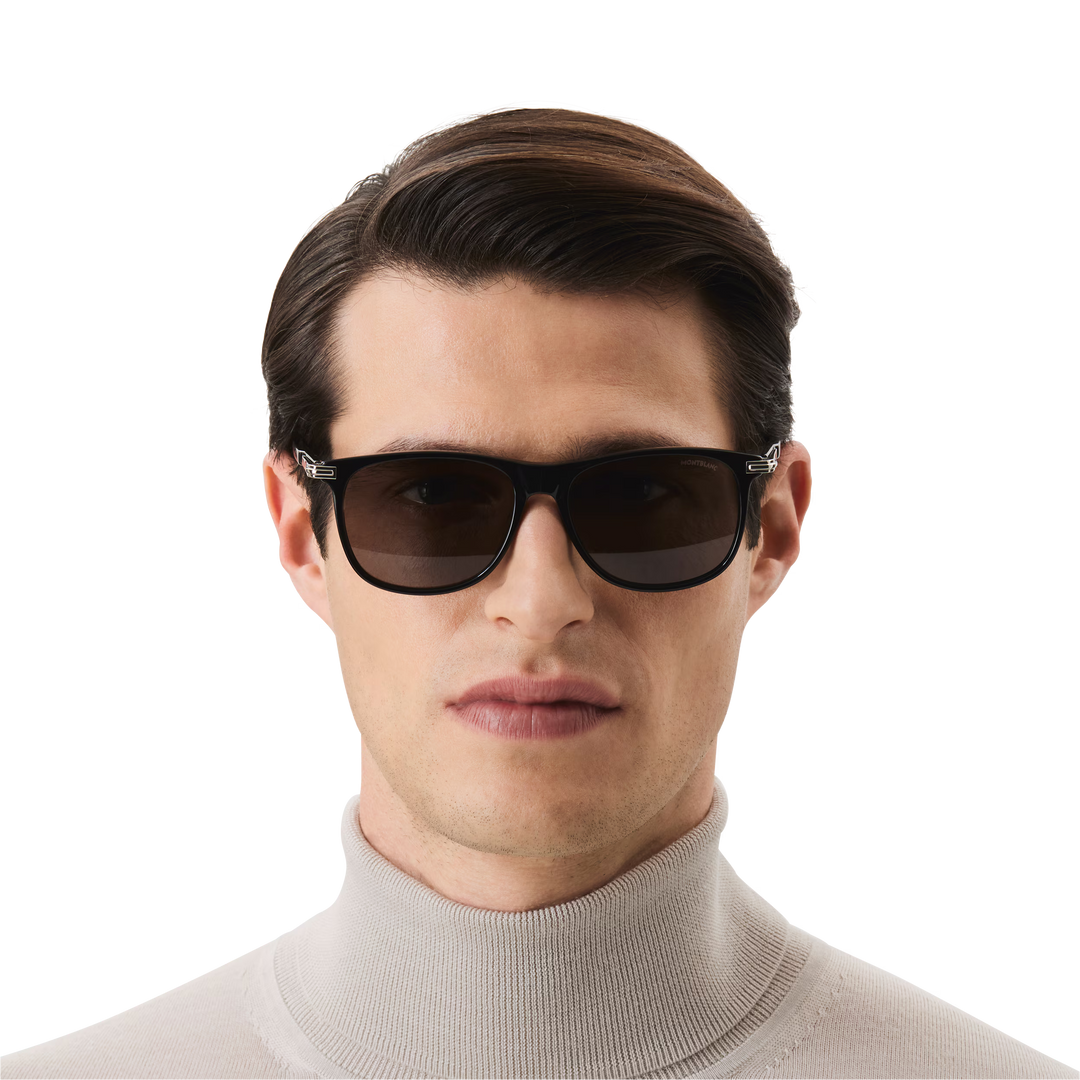 Lunettes de Soleil Rectangulaires avec Monture en Acétate Noire