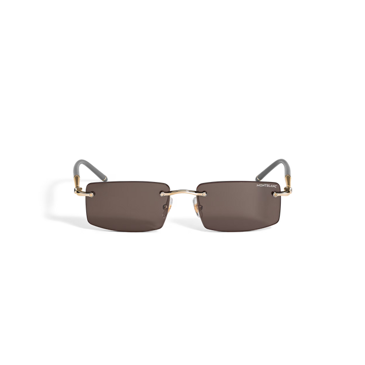 Lunettes de soleil rectangulaires à monture métallique dorée